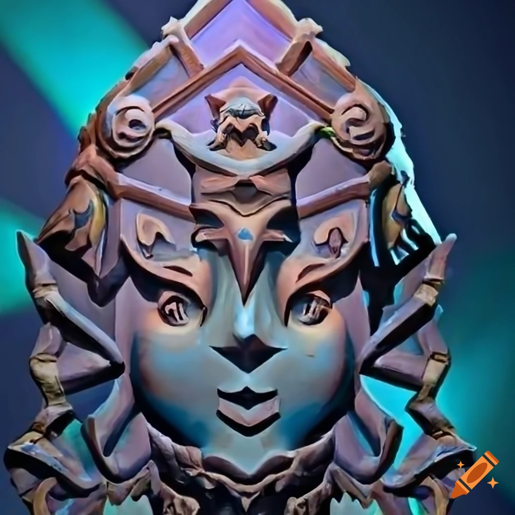 detailed carving of Gerudo sapphire in Architectural Stave style