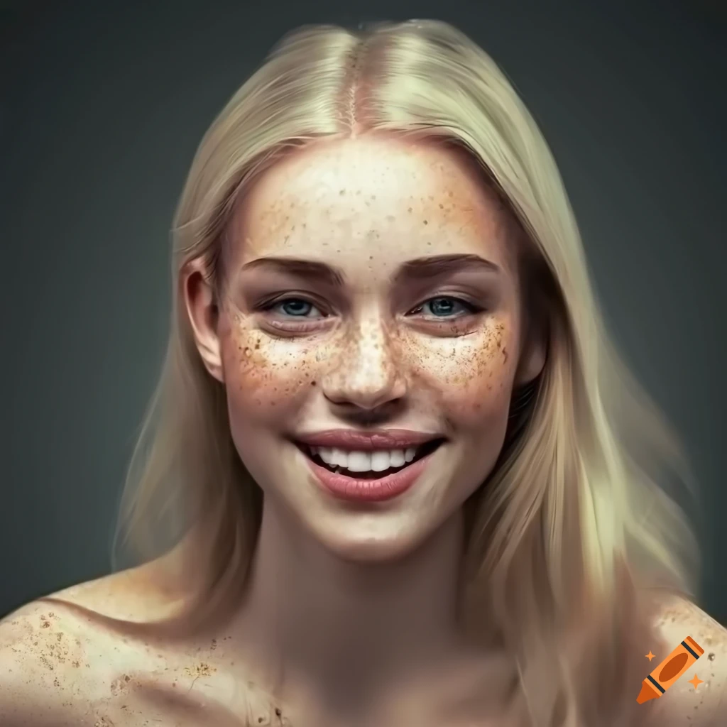 beautiful young woman with freckles and blonde hair