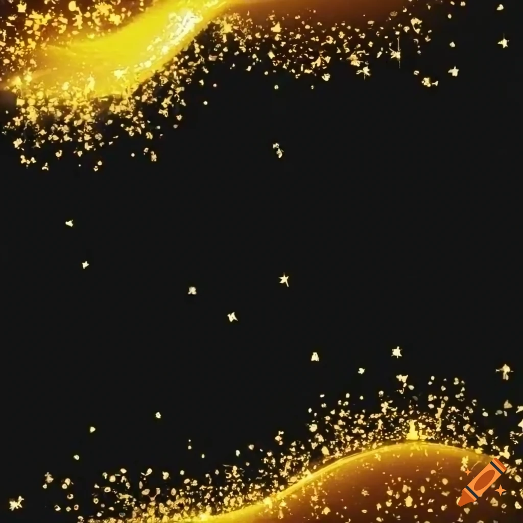golden tail made of sparkles on black background