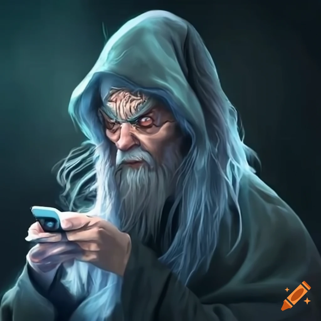 wizard using a smartphone