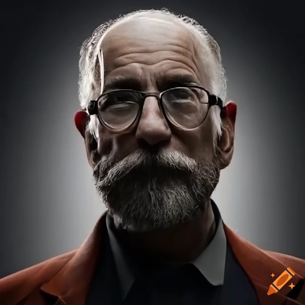 Portrait of a elderly university professor with short gray beard and ...