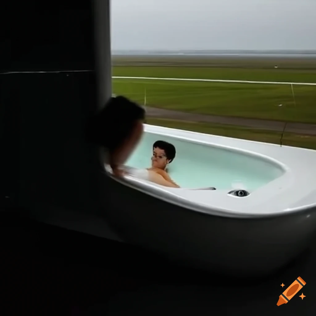 people having baths on an airport runway