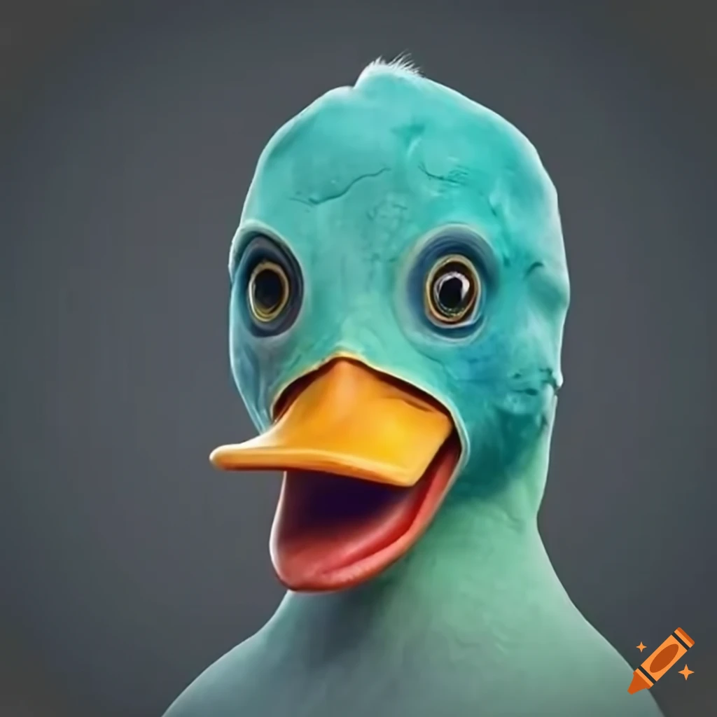scared man wearing a duck mask