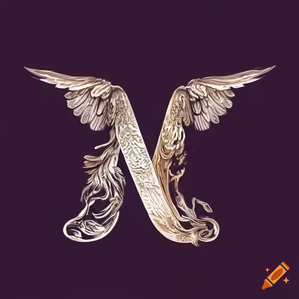 Epic angel wings forming the letter A on Craiyon