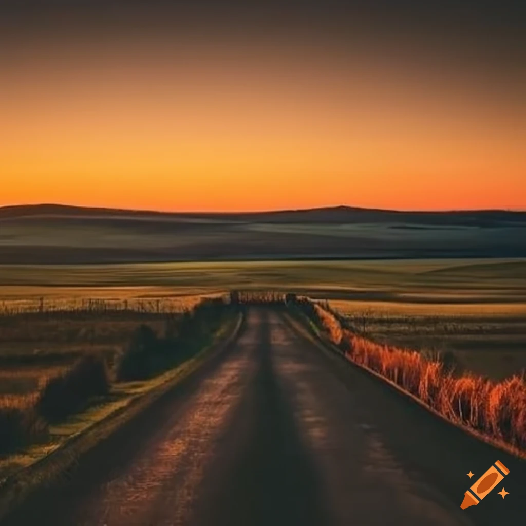 dusk on a hayfield highway