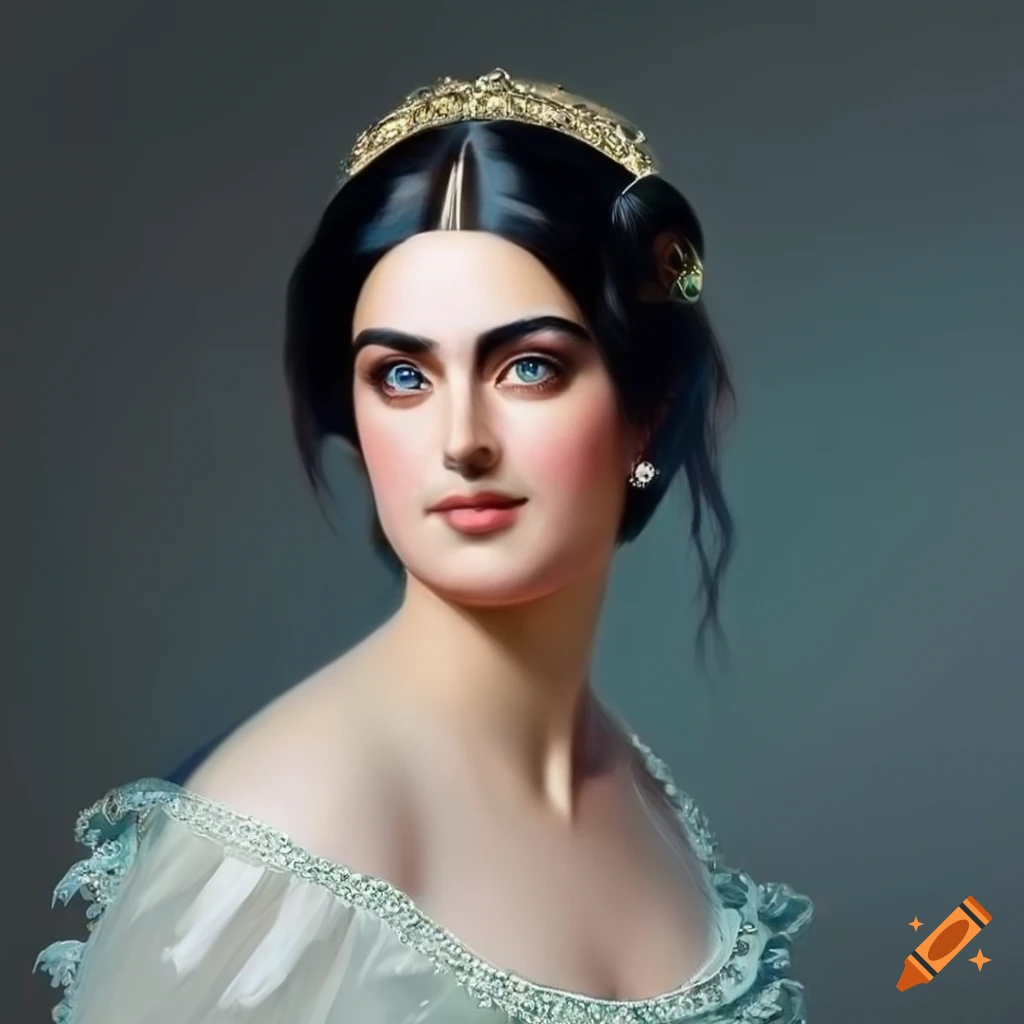 portrait of an elegant black-haired woman from the 1850s
