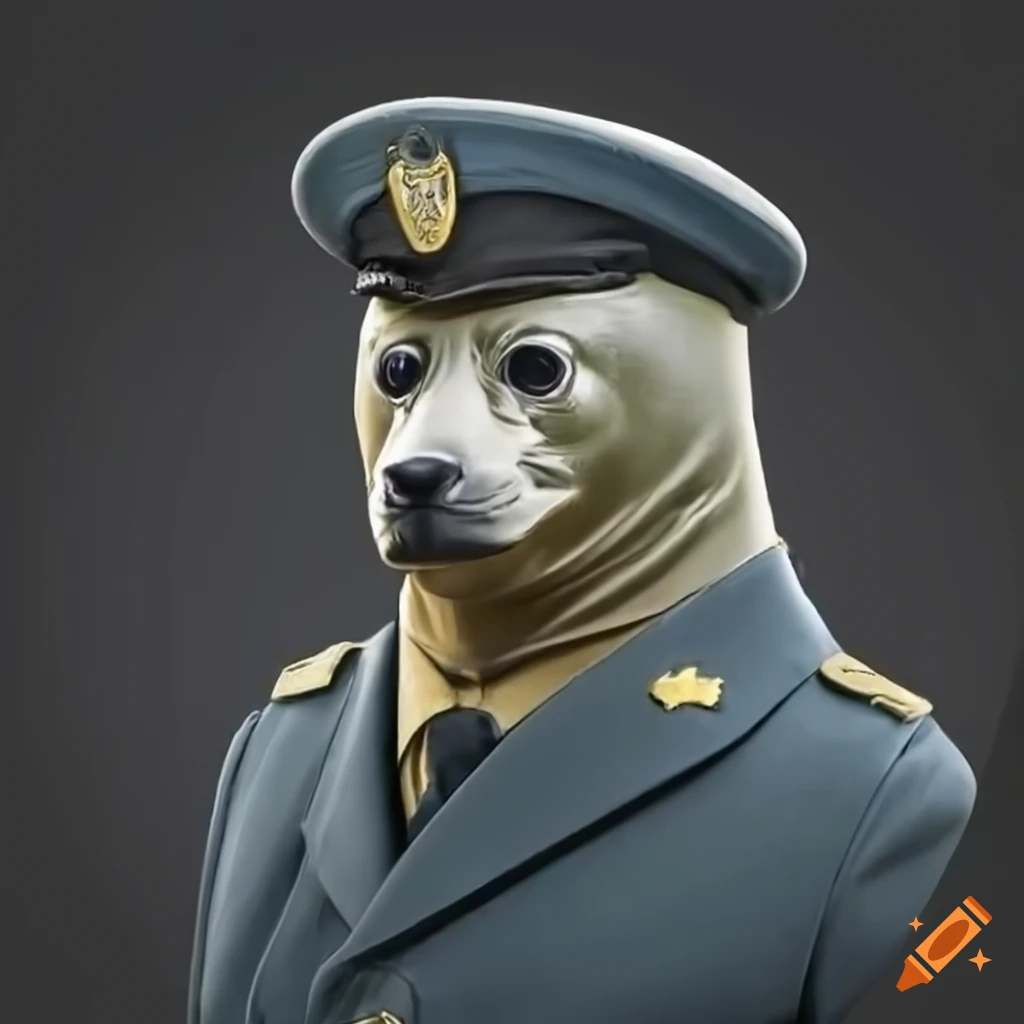 funny image of a seal in a officers uniform
