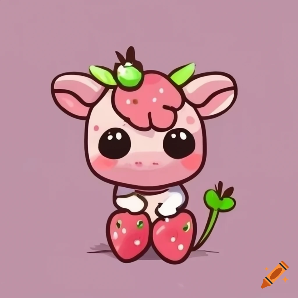 Cute cow with strawberry milk design on Craiyon