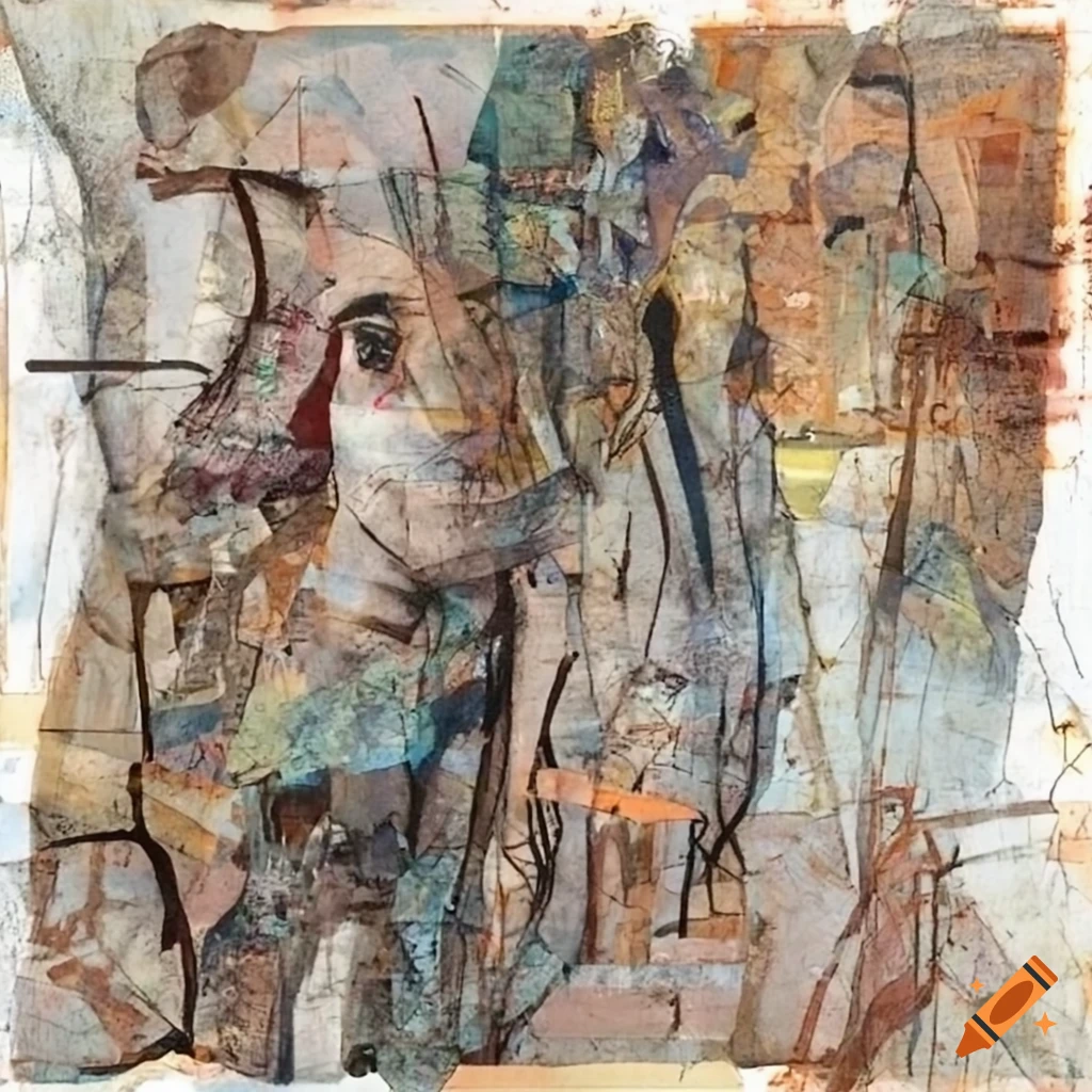 Mixed-media collage abstract painting inspired by mark bradford and ...