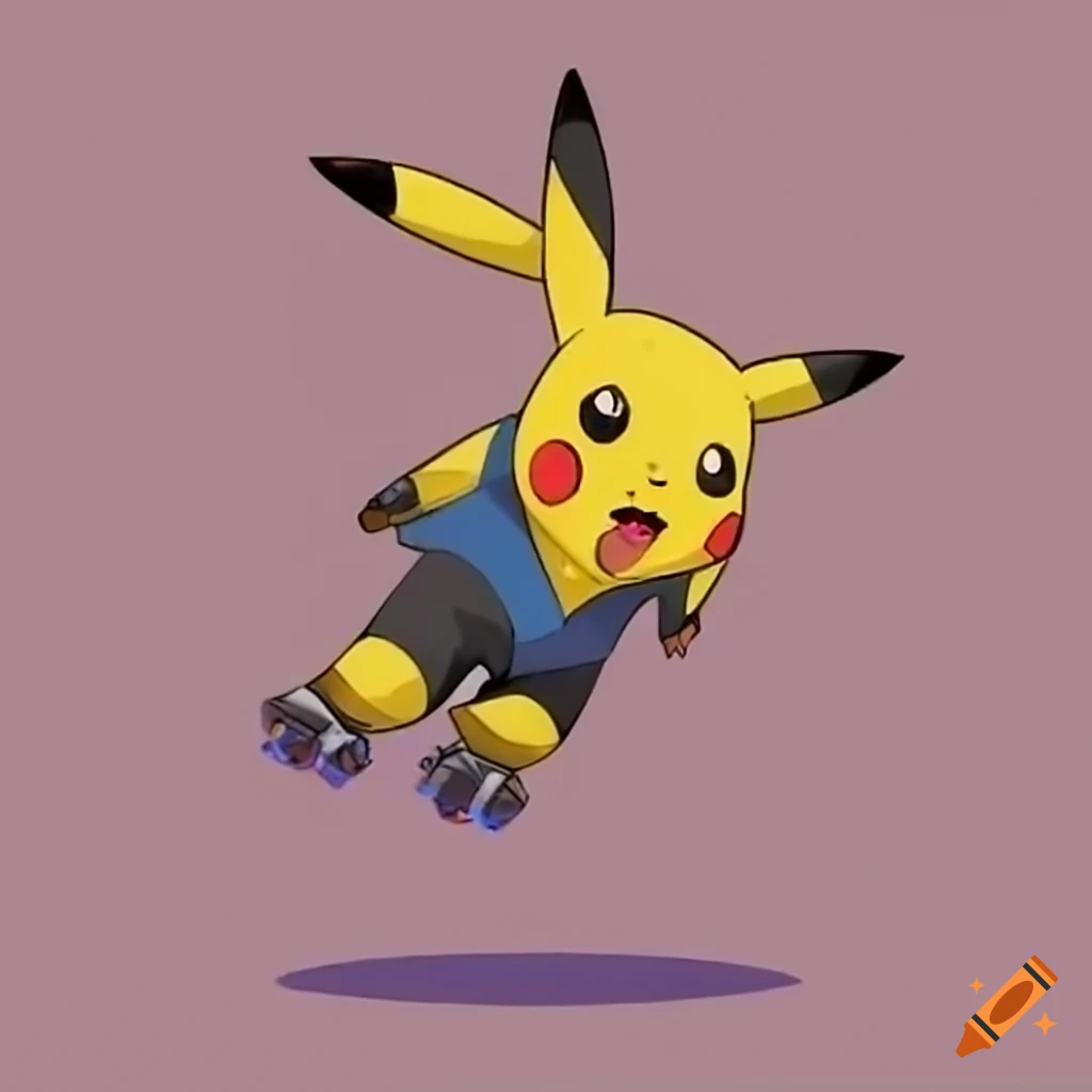 pikachu rollerblading