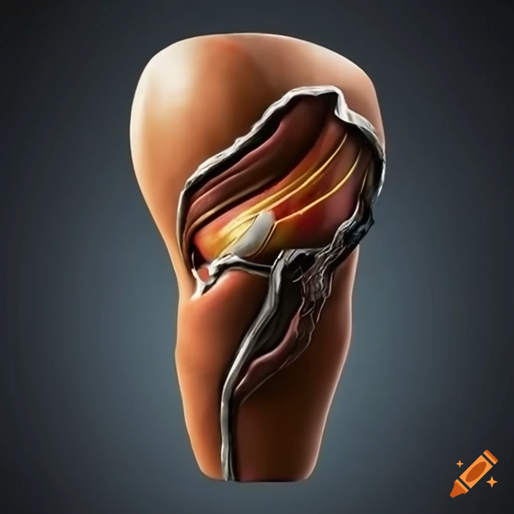 realistic design of a broken knee with Larry O'brien trophy