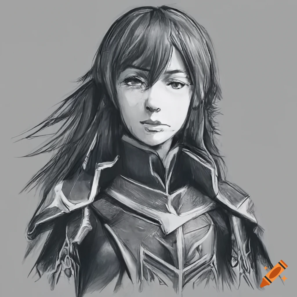 realistic sketch of Lucina from Fire Emblem