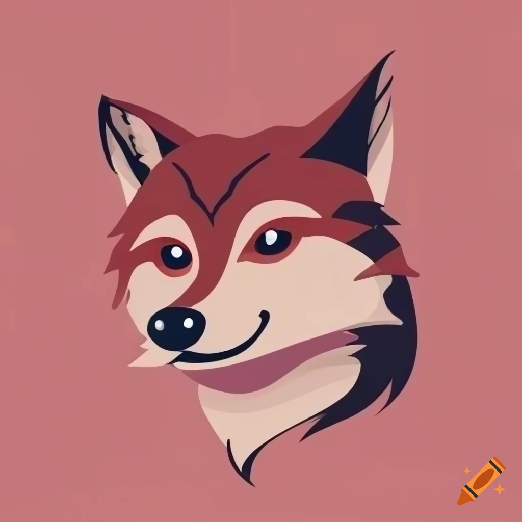 minimalistic red wolf vector illustration