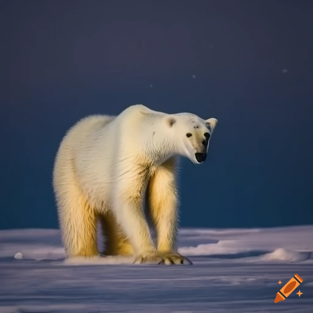 polar bear in the moonlight