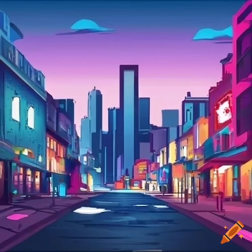 Colorful animated city background
