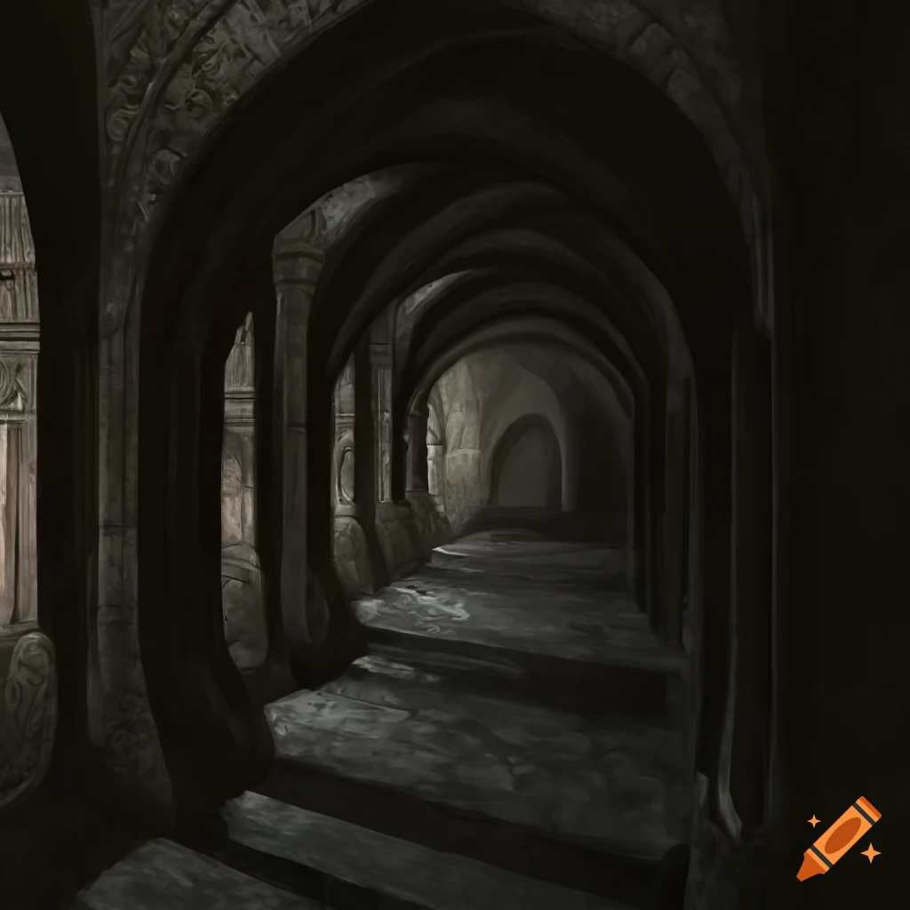gothic style interior of a crypt