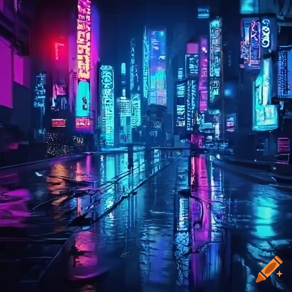 neon-lit cyberpunk city