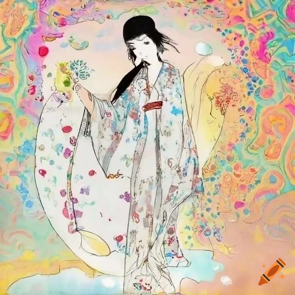 日本の昭和時代の「木版画」墨１色刷り。鏑木清方の画のような清楚な 