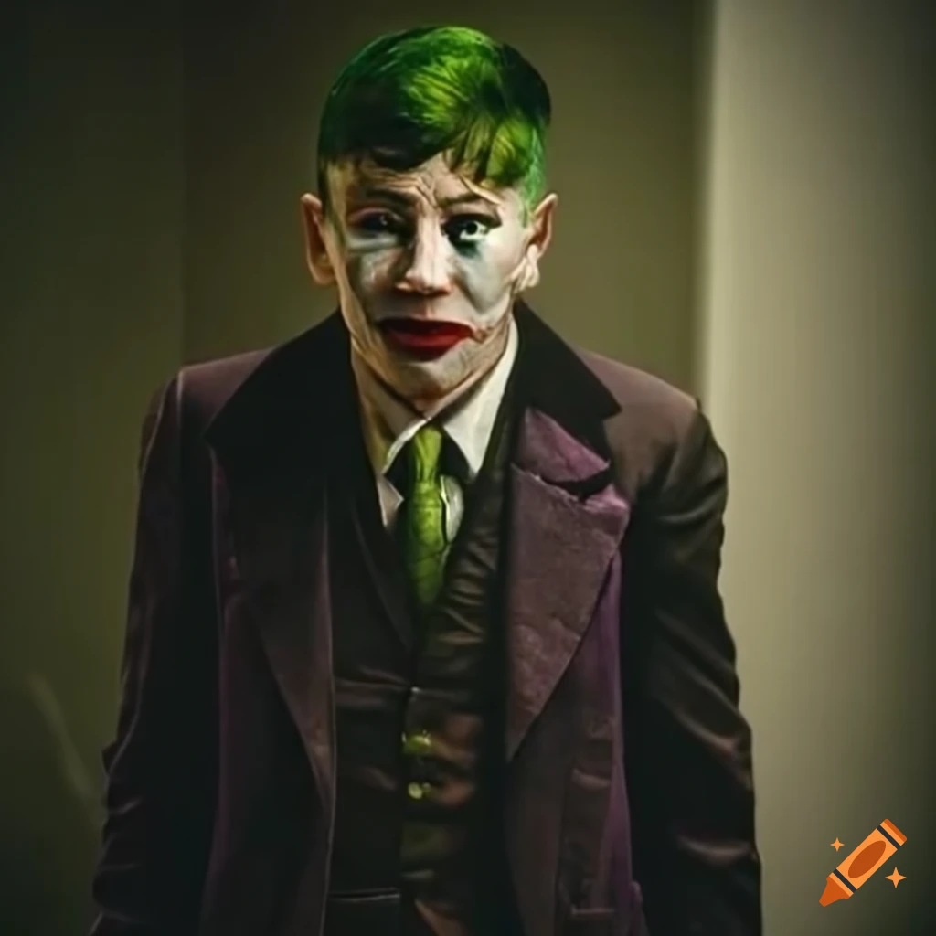 Barry Keoghan as the Joker in a dark setting