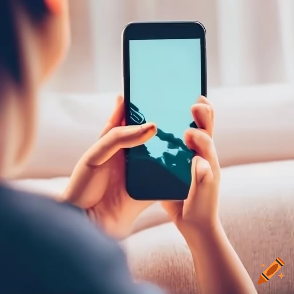 person using cellphone on a sofa