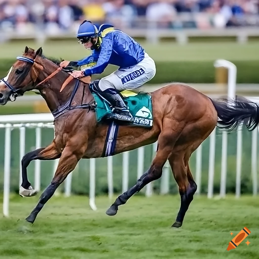Highquality photo of horse racing at paris longchamp derby on Craiyon