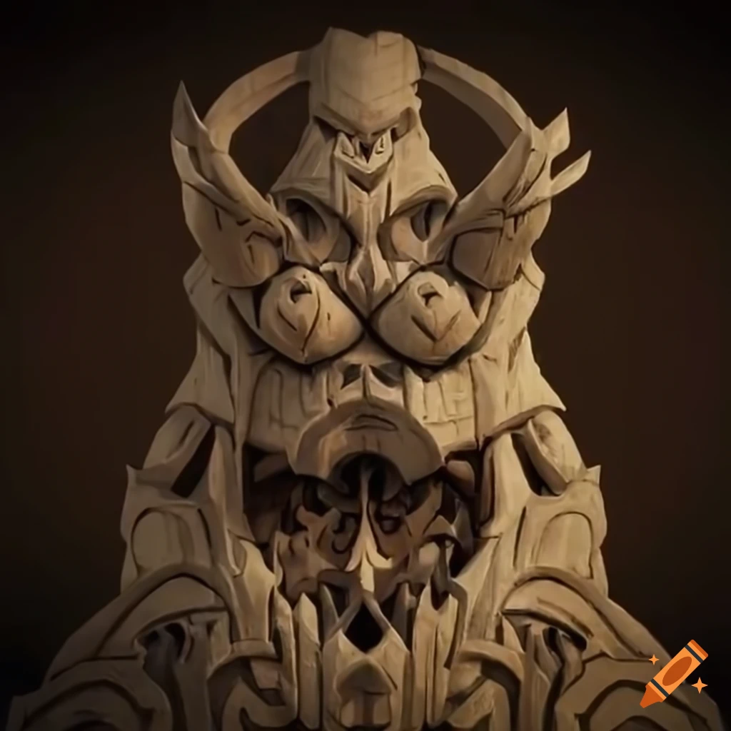intricate carving of a Zelda game boss in a labyrinth