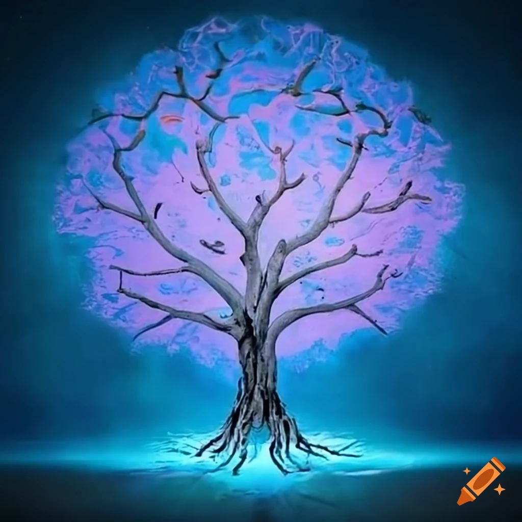 A Futuristic World With A Tree Of Knowledge Emerging From An Ancient a-futuristic-world-with-a-tree-of-knowledge-emerging-from-an-ancient