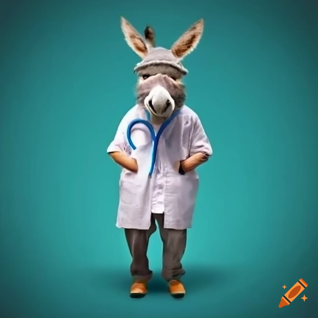 donkey dressed as a medical worker