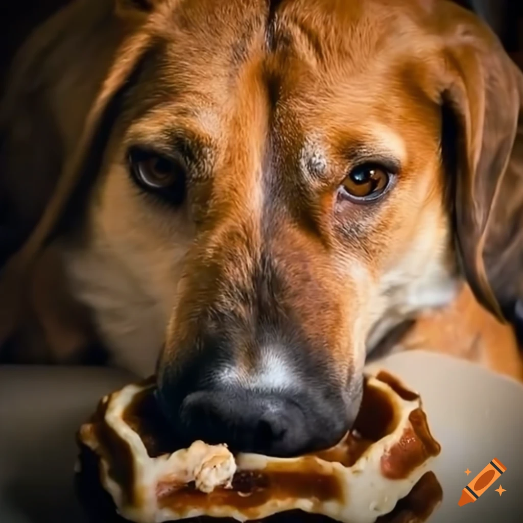 Dog eating waffles on Craiyon