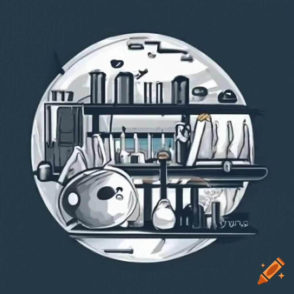 cartoon illustration of science lab instruments