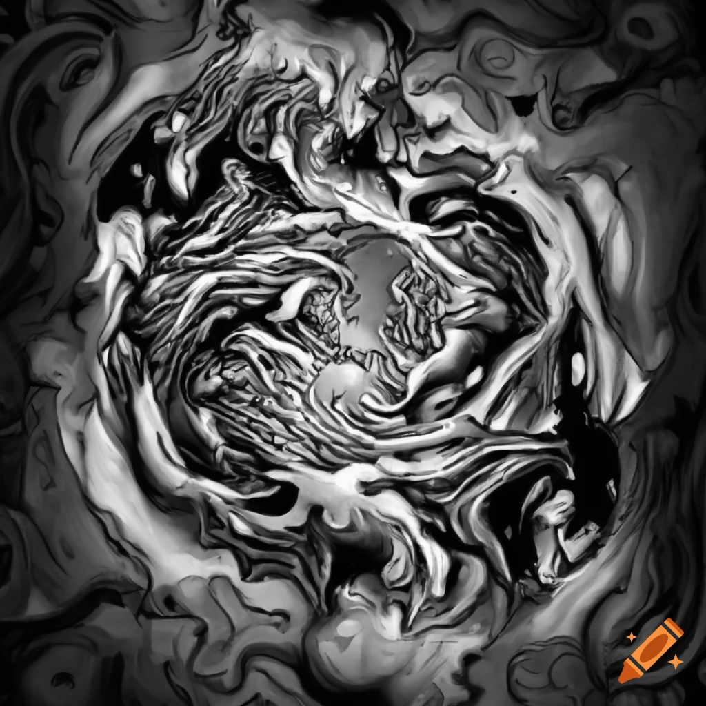 Black and white drawing with dramatic lighting on Craiyon