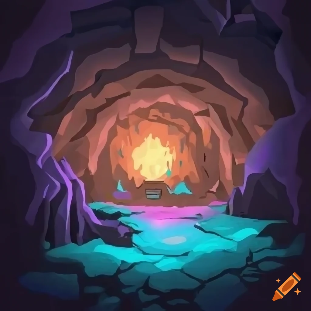 map of an abandoned cave system with colorful crystals