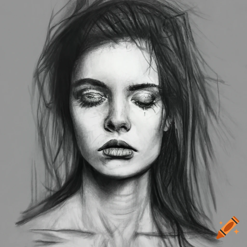 Portrait of a girl feeling sad on Craiyon