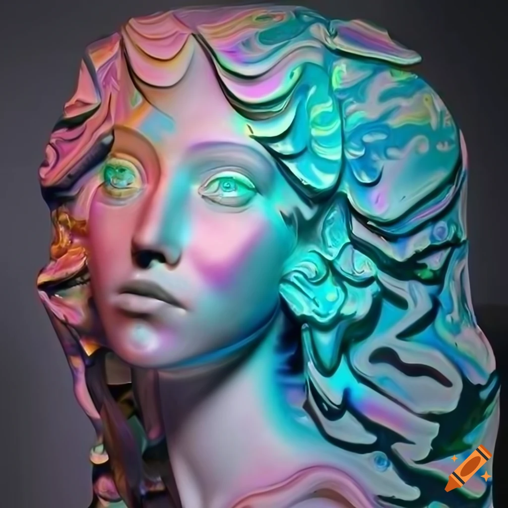 Abstract sculpture made of veined marble on Craiyon