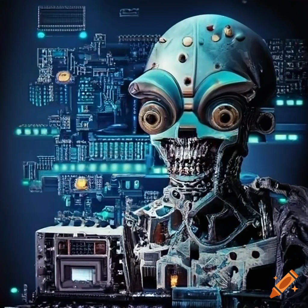 Surreal artwork of aliens with strange technology on Craiyon