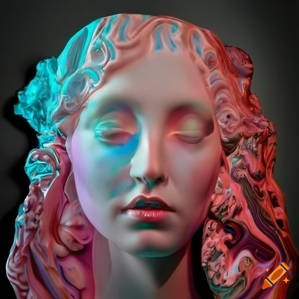 Intricate marble sculpture with vivid colors