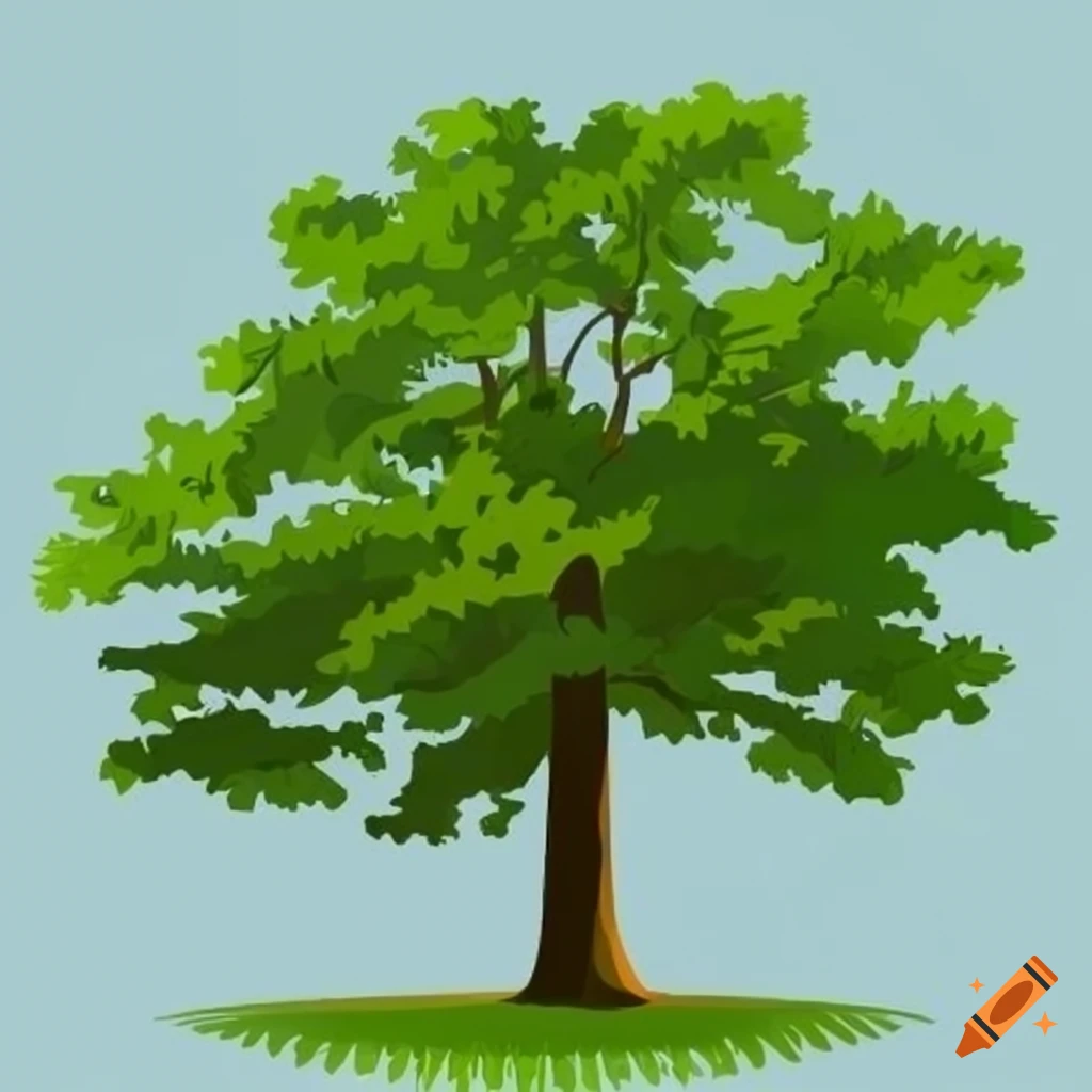 clip art of distant oak trees in a forest