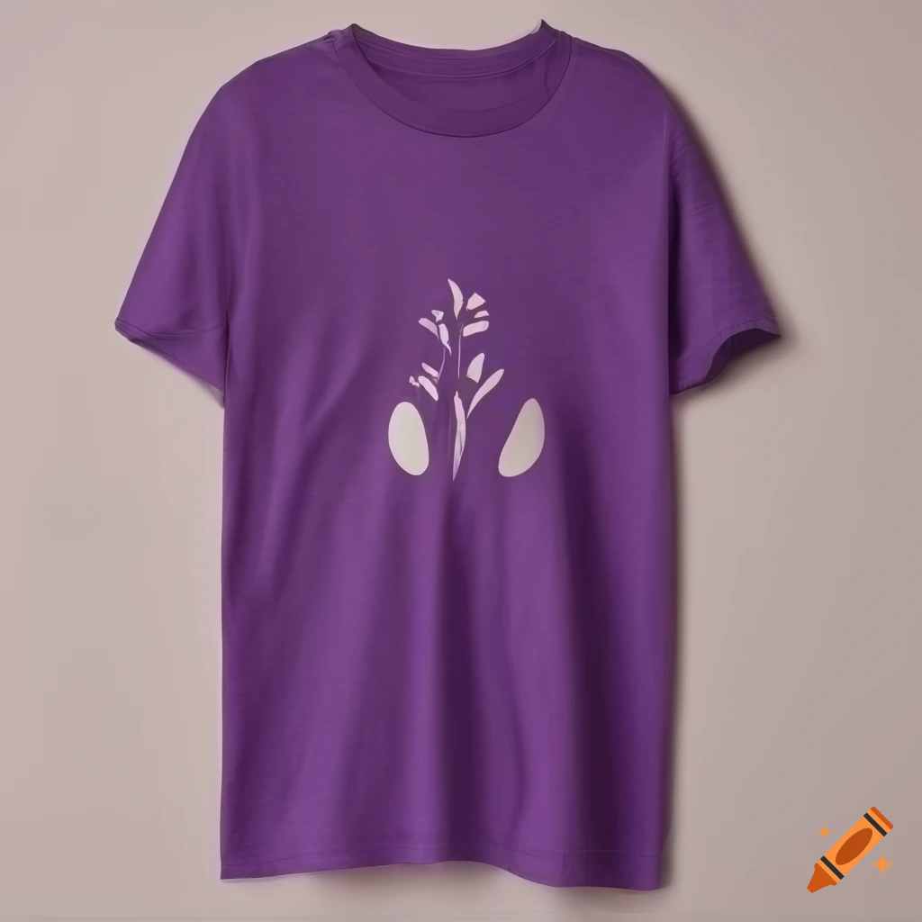 light violet t-shirt with tree and plants logo