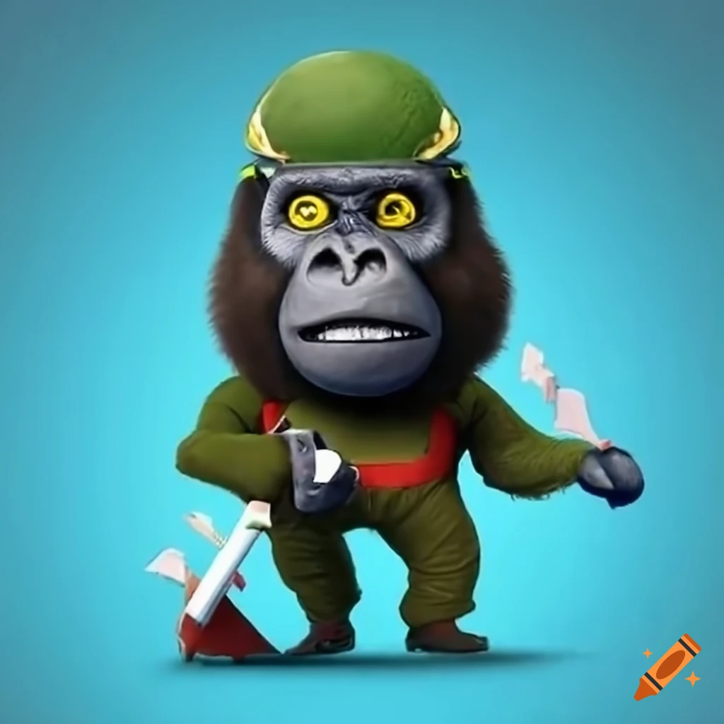 funny image of a gorilla dressed as a pilot