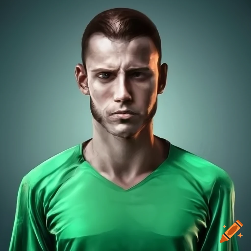 Portrait of a soccer player wearing a green shirt