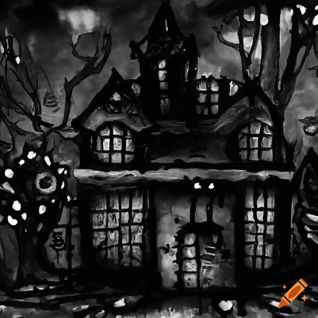dark fantasy house in videogame style