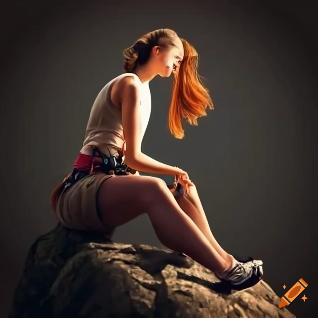 woman climbing a mountain