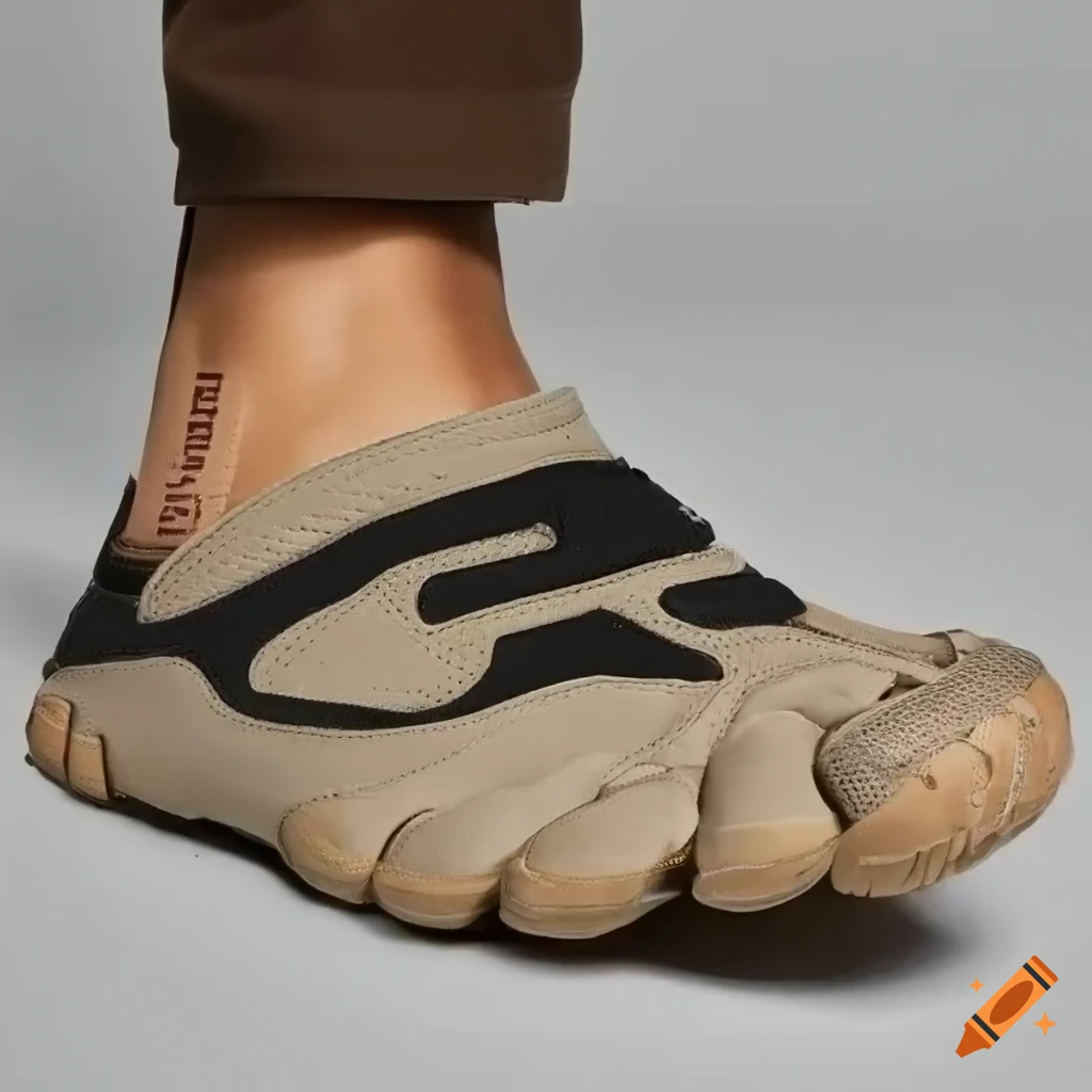 Beige barefoot running shoe for men by raf simons on Craiyon