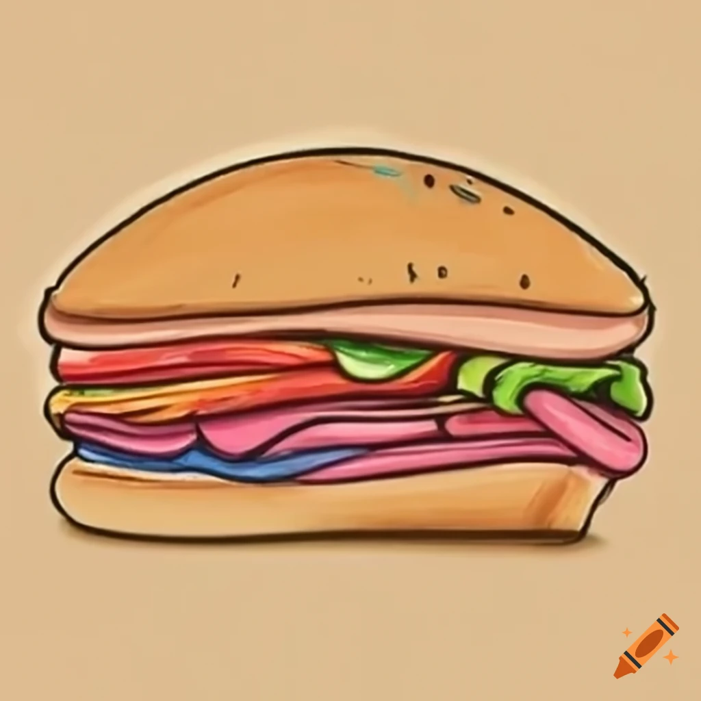 Burger sandwich cute anime humanized cartoon food Vector Image