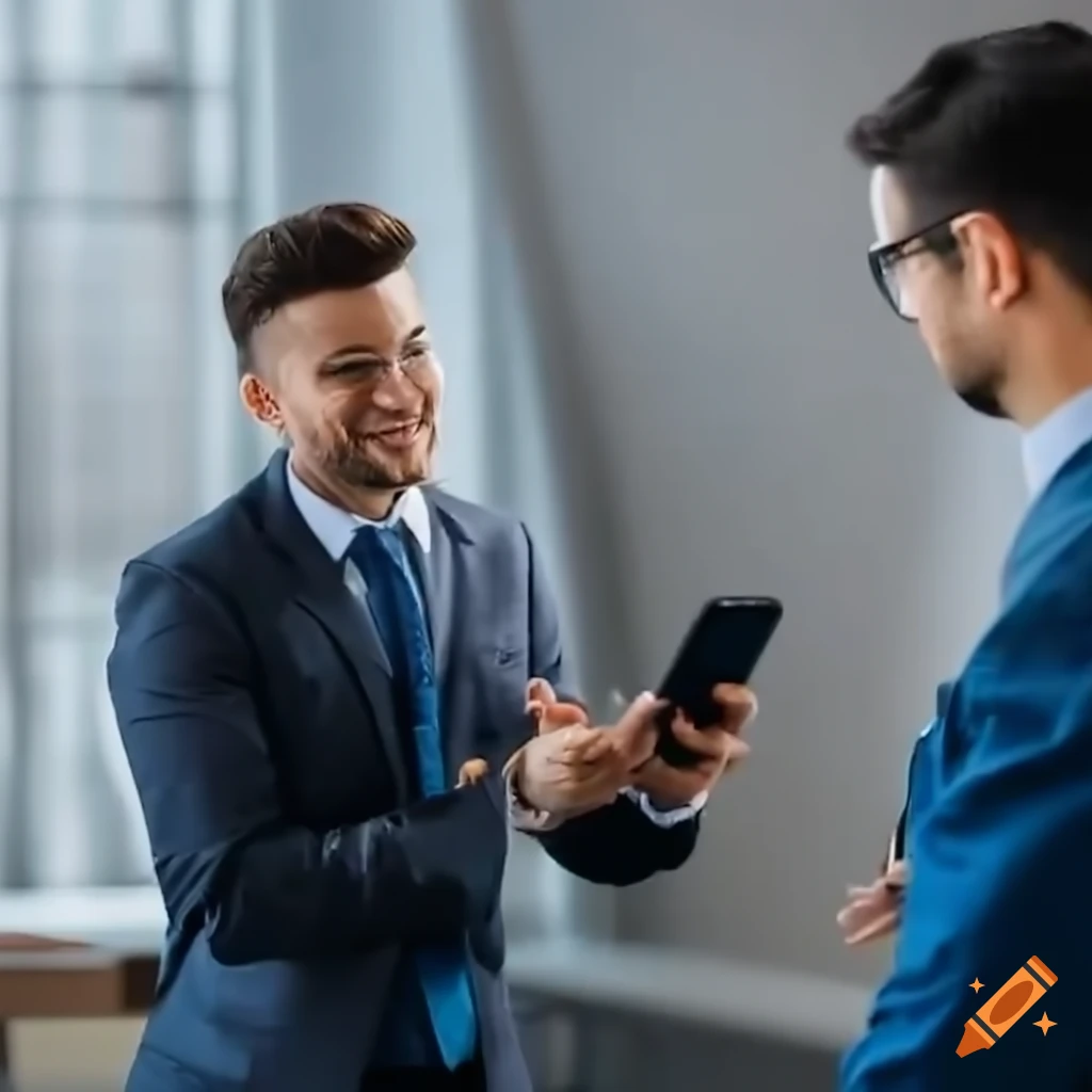 business casual interview with a smartphone
