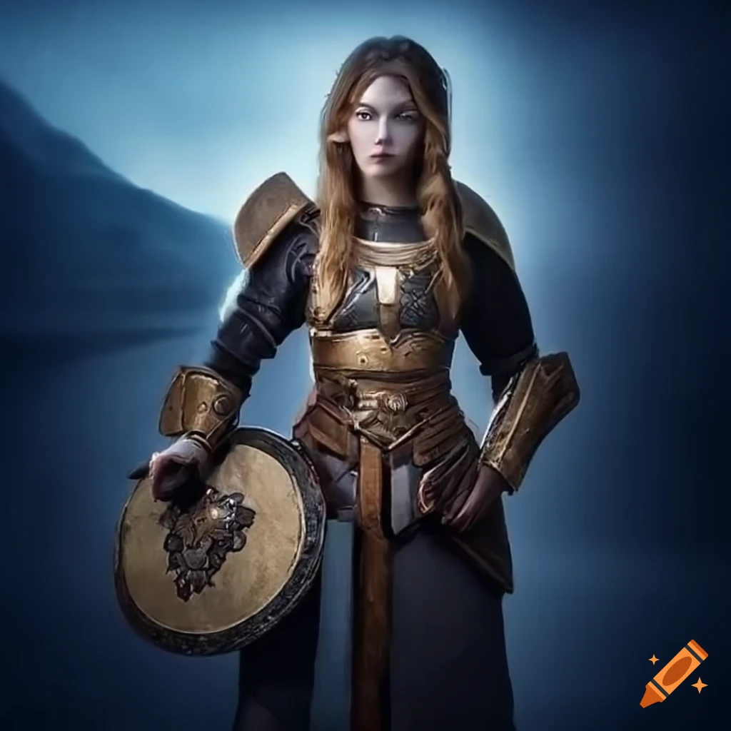 Sci-fi female warrior in full-body armor on Craiyon