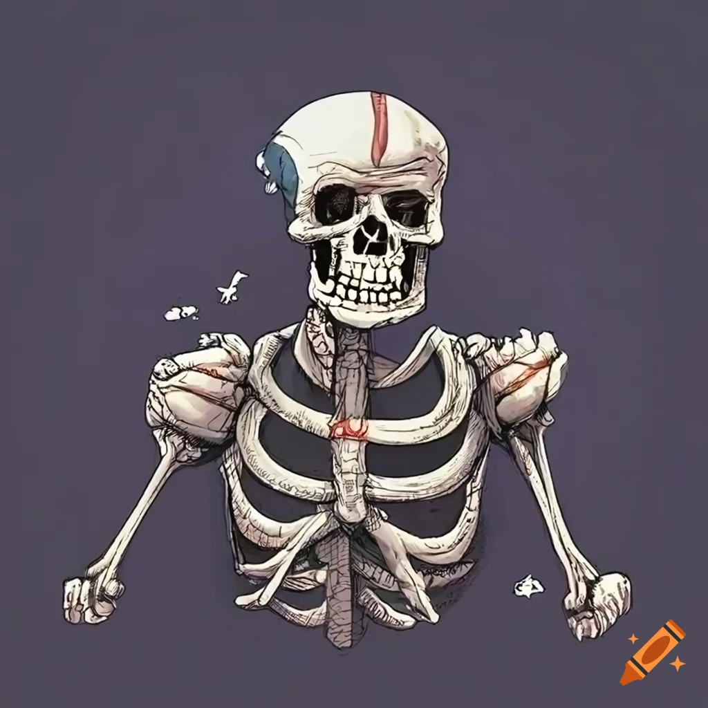 comic book illustration of a NFL skeleton pirate