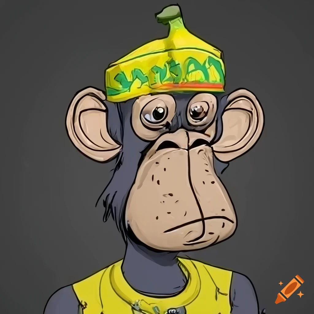 Banana themed bored ape nft artwork