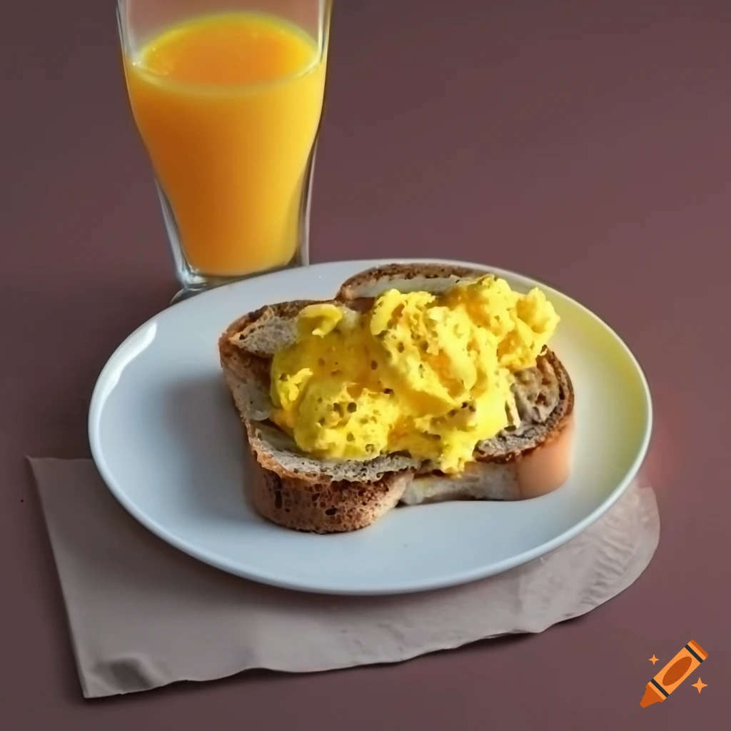 scrambled-eggs-on-toast-with-orange-juice-on-craiyon