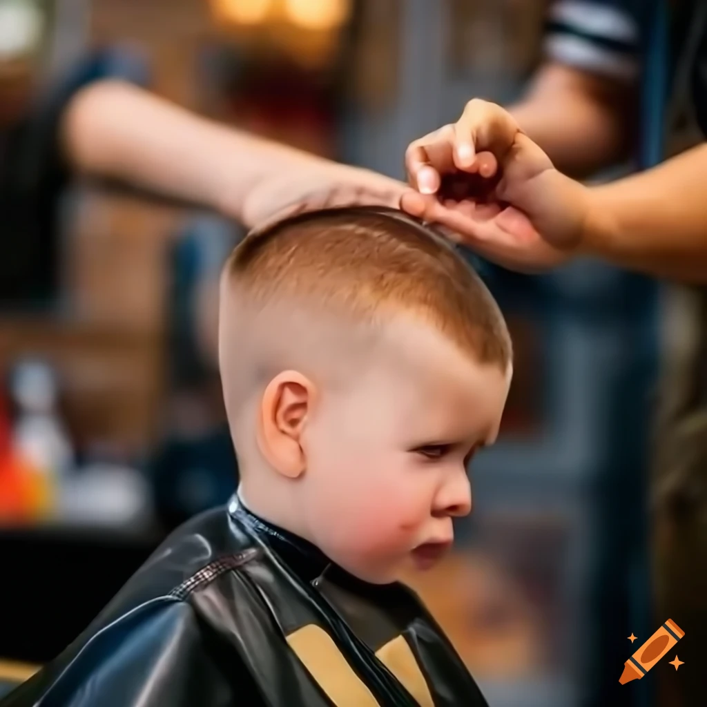boy scout getting a haircut at a barbershop